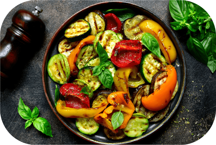 s'alimenter sainement avec des légumes grillées